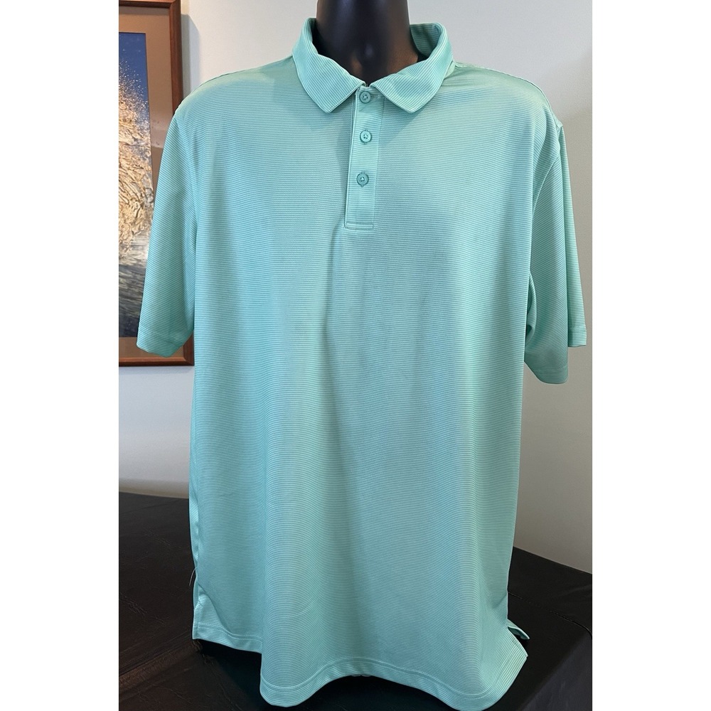 Pebble Beach Dry-Luxe Performance Polo Shirt XLTurquoise Striped Golf Preppy Sea